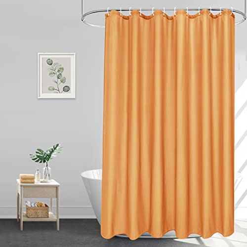 EurCross Duschvorhang 180 x 200 Textil Bad Vorhang im Badezimmer für Badewanne und Dusche, Orange Badevorhang aus Polyester Stoff, Anti-Schimmel Wasserdicht und Waschbar mit 12 Ringen von EurCross