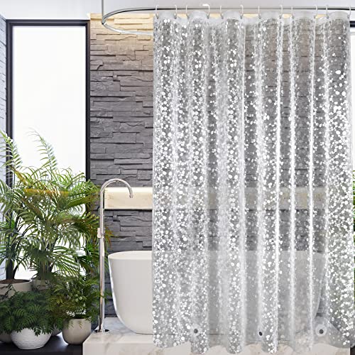 EurCross Duschvorhang 180x190 cm mit Gewicht Magnet, Wasserdicht Duschvorhänge Transparent für Bad, Eva Antischimmel Vorhang für Badewanne mit 12 Ringe von EurCross