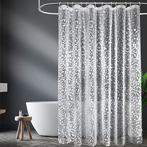 EurCross Antischimmel Duschvorhang 180x200 mit 3 Stärkere Magnete Unten,Transparent mit 3D Kieselsteinen Muster, Wasserdicht Eva Plastik Dusch Vorhang für Badewanne mit 12 Ringe von EurCross