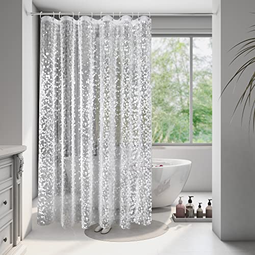EurCross Duschvorhang 180x220 cm mit Gewicht Magnet,Wasserdicht Duschvorhänge Transparent mit 3D Kieselsteine Muster, Eva Waschbar Antischimmel Antibakteriell, Inklusive 12 Ringe von EurCross