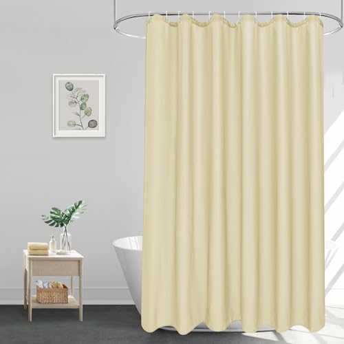 EurCross Duschvorhang 220 lang Beige Textil Stoff Waschbar Duschvorhänge, Wasserdicht und Schnell Trocknend, Anti-Schimmel Antibakteriell 180x220 cm mit 12 Ringen von EurCross