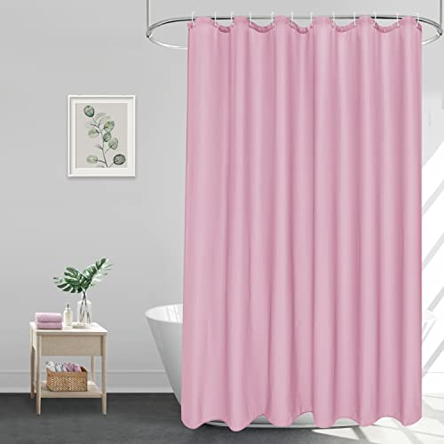 EurCross Duschvorhang 220 lang Rosa Textil Stoff Waschbar Bad Vorhang für Badezimmer, Wasserdicht Anti Schimmel Antibakteriell 180x220 cm Duschvorhänge mit 12 Ringen von EurCross