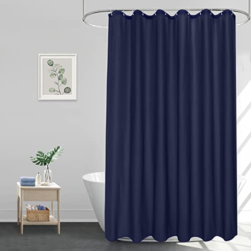 EurCross Duschvorhang Blau180x200 cm, Wasserdicht Waschbar Anti Schimmel Shower Curtain, Textil Polyester Stoff Badezimmer Vorhang mit 12 Duschvorhangringen von EurCross