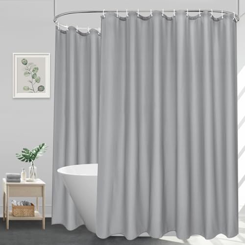 EurCross Extra Breite Duschvorhang 300x200cm für das Badezimmer, Grau Textile Wasserdicht Dusch Vorhang, Polyester Gewebe Anti Schimmel Waschbar Badvorhang mit 20 Ringen von EurCross