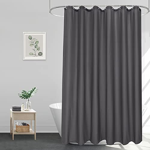 EurCross Extra Große Duschvorhang 200x200cm Dunkelgrau Wasserdicht Textilgewebe Duschvorhänge, Antischimmel Waschbar Badvorhang mit 14 Ringen von EurCross