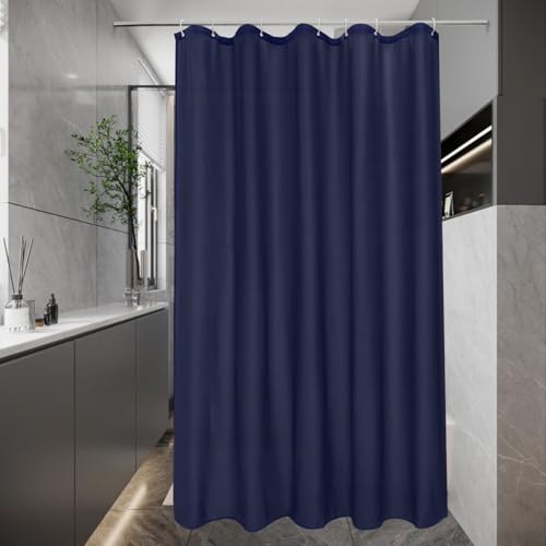 EurCross Schmaler Duschvorhang 100x200 Textil Stoff Waschbar Duschvorhänge, Kleine Wasserdicht Schnell Trocknend Badevorhang, Blau Anti-Schimmel Antibakteriell Dusch Vorhang mit 7 Ringen von EurCross