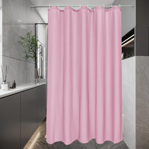EurCross Schmaler Duschvorhang 120 x 200 cm aus Wasserdicht Textil Stoff, Rosa Kleiner Waschbar Badvorhang, Antischimmel Antibakterieller Duschvorhang mit 8 Ringen von EurCross