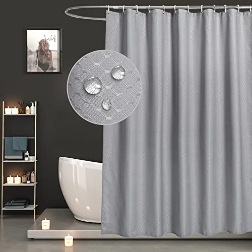 EurCross Shower Curtain with Waffle Pattern Mould & Mildew Resistant Shower Curtains Waterproof Washable Bath Curtain with 8 Shower Curtain Rings von EurCross