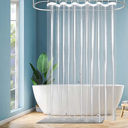 EurCross Transparent Duschvorhang 180x200 mit 5 Magnete Unten für Badewanne, Antischimmel Wasserdicht Duschvorhänge, Plastik PEVA Badvorhang für Badezimmer mit 12 Haken von EurCross