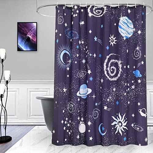 EurCross Vast Universe Stern Duschvorhang Anti-Schimmel Wasserdicht für Badezimmer, Textil Polyester Stoff Badvorhang 1.8 x 2m lang von EurCross