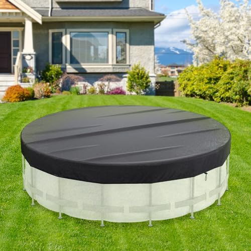 15ft runde Poolabdeckung，runde Poolabdeckung für 366 cm Pool, wasserdichte und staubdichte Poolabdeckung，Schwarz Sommer & Winter Poolplane von EurHomePlus