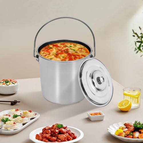 6L 12L 20L Edelstahl Eimer mit Deckel Eimer Kücheneimer Mülleimer Futtereimer Wassereimer mit Henkel Deckel Milcheimer Edelstahleimer (12L) von EurHomePlus