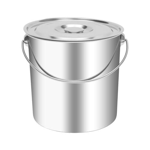 6L 12L 20L Edelstahl Eimer mit Deckel Eimer Kücheneimer Mülleimer Futtereimer Wassereimer mit Henkel Deckel Milcheimer Edelstahleimer (20L) von EurHomePlus