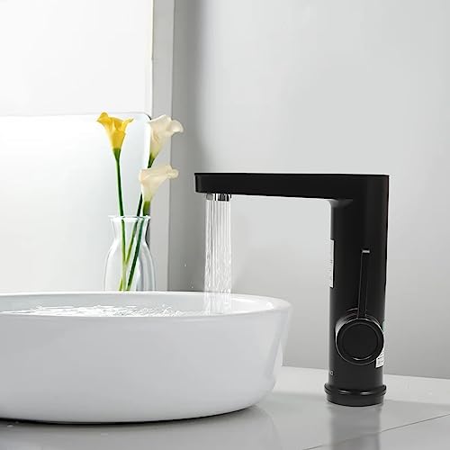 Elektrische Wasserhahn mit Durchlauferhitzer 3200W Elektrisch Warmwasserhahn mit LED Temperaturanzeige 30-60℃ Waschtischarmatur Elektrischer für Heißwasserhahn Bad (Schwarz) von EurHomePlus