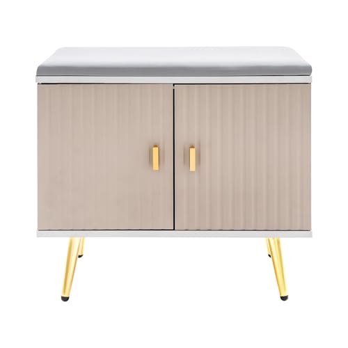 EurHomePlus Hocker Für Die Eingangshalle Aus MDF Hellgrau 60x30x50cm Leichter Luxus Schuhbank Mit Aufbewahrung Für Flur Wohnzimmer von EurHomePlus
