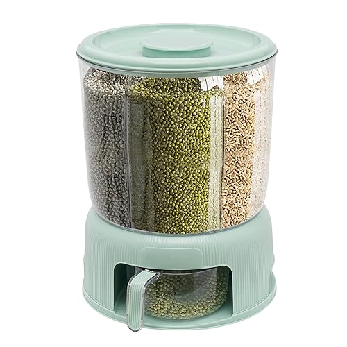 EurHomePlus Müslispender 6 in 1 Transparenter 360 Grad Drehbarer Reisspender mit Deckel Trockenfutterspender Aufbewahrungsbox für Küche Große (Grün) von EurHomePlus