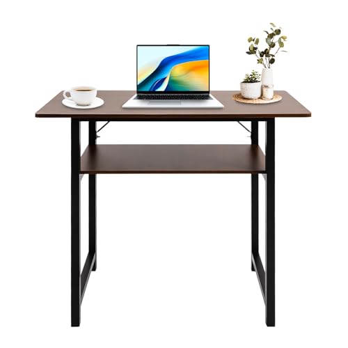 EurHomePlus Zweischichtiger Home Office Schreibtisch, 80x40x74cm Gebürstete Schwarz Eiche Schreibtisch mit Ablageregal, Schreib Computertisch für Schlafzimmer und Kleine Räume EurHomePlus Zweischichtiger Home Office Schreibtisch, 80x40x74cm Gebürstete Schwarz Eiche Schreibtisch mit Ablageregal, Schreib Computertisch für Schlafzimmer und Kleine Räume von EurHomePlus