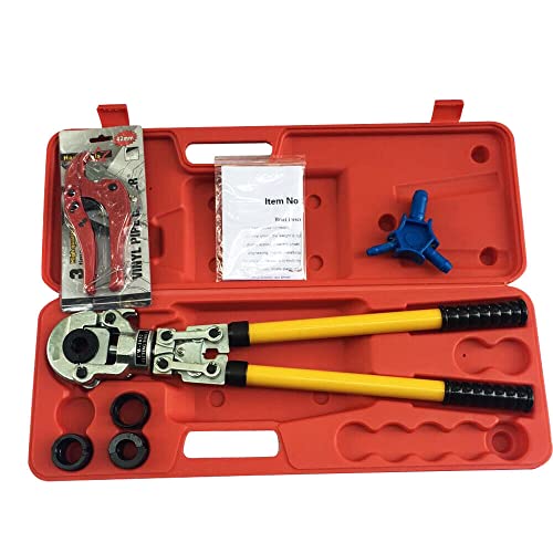 Profi Preßzange Alu PEX für Verbundrohr 6 T TH-Konturpressenzange mit Kalibratoren Biegefedern Handpressenzange Rohrschere Biegefeder Verbundrohr für Verbundrohre PEX-Crimpzange von EurHomePlus