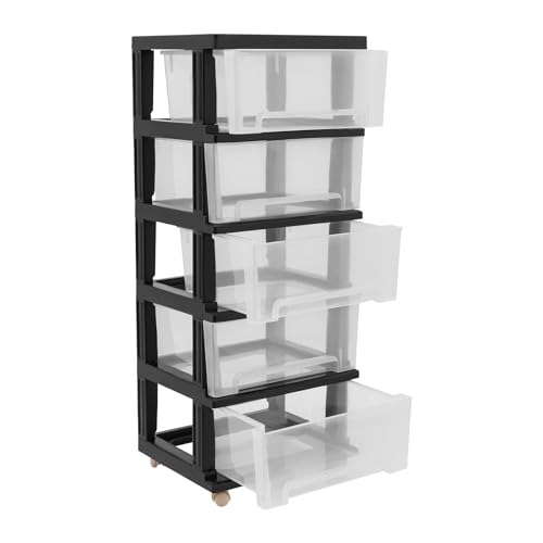 Rollcontainer – Rollcontainer mit 5 Schubladen,Weißer Schubladenschrank,Büro-Wohnzimmer-Organisationstruhe von EurHomePlus