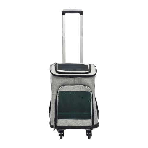 Tragbarer Haustiertransporter mit Rädern und Teleskopgriff, Grauer Rollender Tierreisekoffer für Katzen und Hunde, Flugzeugtaugliche Pet Transporttasche Tragbarer Haustiertransporter mit Rädern und Teleskopgriff, Grauer Rollender Tierreisekoffer für Katzen und Hunde, Flugzeugtaugliche Pet Transporttasche von EurHomePlus