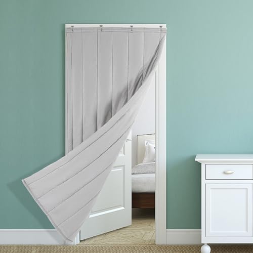 Wärmeisolierter Türvorhang, Türvorhang Lärmreduzierung Türabdeckung Lärmschutzwand Schalldichte Decke Verdunklungsgardine Wasserdicht Winddicht 100 x210cm (Grau) von EurHomePlus