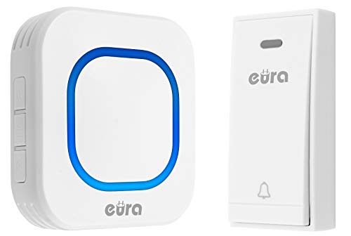 Batterielose Funk-Türklingel FOLK WDP-80H2 von Eura-Tech, Außenbereich Wasserdicht Kabellose Klingel 100m Reichweite 58 Klingeltöne 4 Lautstärkestufen von EURA