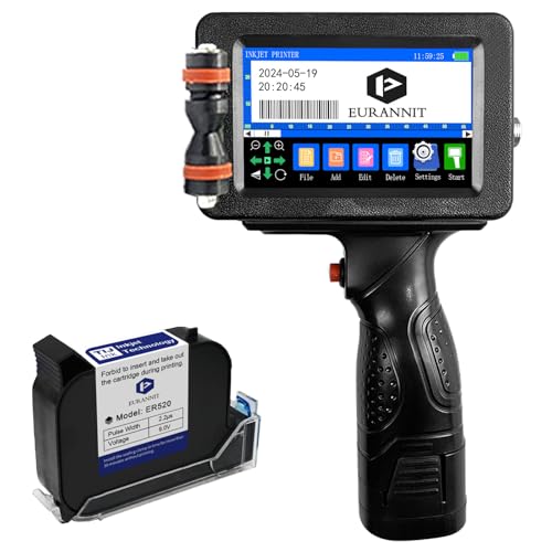 E16 tragbarer Tintenstrahldrucker, verbesserter tragbarer intelligenter Drucker mit 10,9 cm (4,3 Zoll) Touchscreen, schnell trocknende Originaltinte 0,2–0,5 Zoll für Drucker von Eurannit