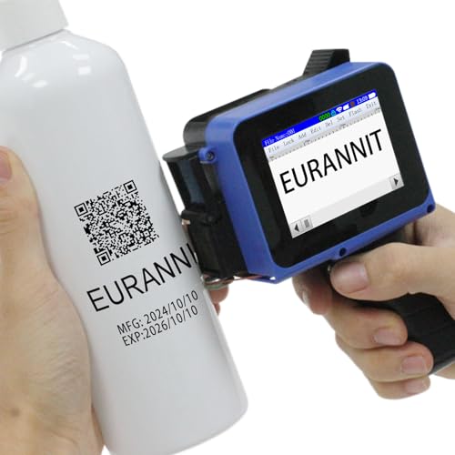 Eurannit Mini Handheld Inkjet Printer, Portable Handheld Inkjet Printer Gun 1.3 cm with 42ml Black Ink Cartridge for Text QR Barcode Batch Number Logo Date Label Printer Eurannit Mini Handheld Inkjet Printer, Portable Handheld Inkjet Printer Gun 1.3 cm with 42ml Black Ink Cartridge for Text QR Barcode Batch Number Logo Date Label Printer von Eurannit