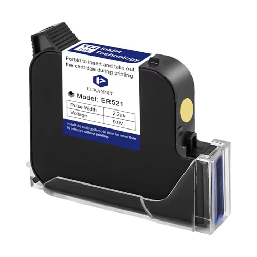 Eurannit Original Tintenpatrone ER521, 72ml Schnelltrocknende Ersatz-Lösungsmitteltinte für 1inch/25.4mm Portable Ink Jet Printer E15-1 / E11-1/ E16-1, Gelb von Eurannit