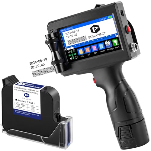 Eurannit Tragbarer Handdrucker E15-1,25.4mm Hand Tintenstrahldrucker mit 1" ER521 Schnell Trocknende Tinte für Text Barcode Datum Logo Chargennummer Druck auf Karton Stoff Holz Kunststoff Metall Glas Eurannit Tragbarer Handdrucker E15-1,25.4mm Hand Tintenstrahldrucker mit 1" ER521 Schnell Trocknende Tinte für Text Barcode Datum Logo Chargennummer Druck auf Karton Stoff Holz Kunststoff Metall Glas von Eurannit