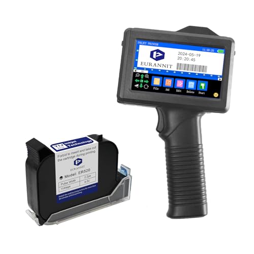 Eurannit Tragbarer Tintenstrahldrucker mit 42 ml Tintenpatrone, 0,5 Zoll Tintenstrahl-Code-Drucker für Text, Barcode, Nummer, Etikett, Bild und Datum E18 Eurannit Tragbarer Tintenstrahldrucker mit 42 ml Tintenpatrone, 0,5 Zoll Tintenstrahl-Code-Drucker für Text, Barcode, Nummer, Etikett, Bild und Datum E18 von Eurannit