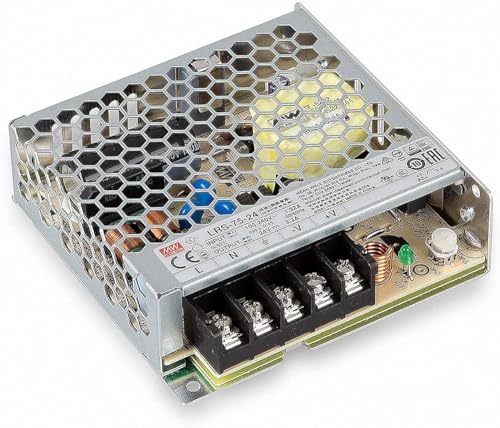 Eurekaled Meanwell Netzteil 75W 24V, Modell LRS-75-24 Switching, Konstantspannung, nicht wasserdicht IP20, AC Trafo 220 V bis DC 24 V, kompatibel mit Strip LED, Artikelnummer: 0175 von Eurekaled