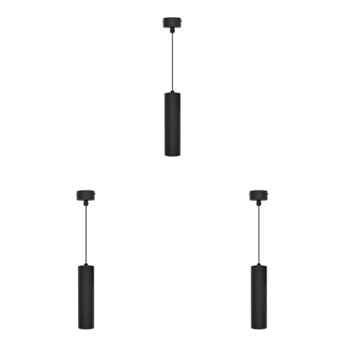 Eurekaled Schwarze Zylinder-Hängeleuchte (30 cm) mit GU10-Fassung, SOSPENS-30CM-NERO (Packung mit 3) von Eurekaled
