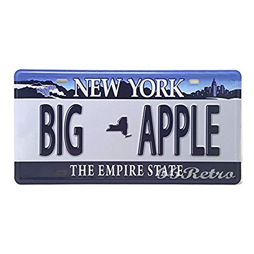 Eureya Auto-Nummernschild, für Zuhause/Café/Bar/Pub/Restaurant/Ausstellung, als Wanddekoration, im Vintage-Stil, 15,2 x 30,5 cm, metall, New York Big Apple, 6"x12" von Eureya