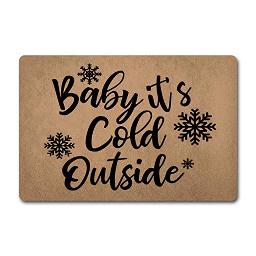 Eureya Baby its Cold Outside Fußmatte mit lustiger Unterseite aus Vliesstoff, 40 x 60 cm von Eureya