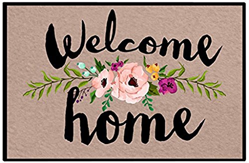 Eureya Fußmatte mit Aufschrift "Welcome Home", lustige Fußmatte für den Eingangsbereich, Türmatten für drinnen und draußen, Gummimatte, Wohnzimmerteppich, Heimdekoration, 45 x 75 cm von Eureya