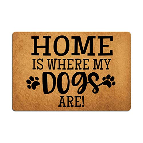 Eureya Home is Where My Dogs are Anti-Rutsch-Fußmatte, Schmutzfangmatte, Fußmatte für den Eingangsbereich, Schuhe, Schaber, Boden innen und außen von Eureya