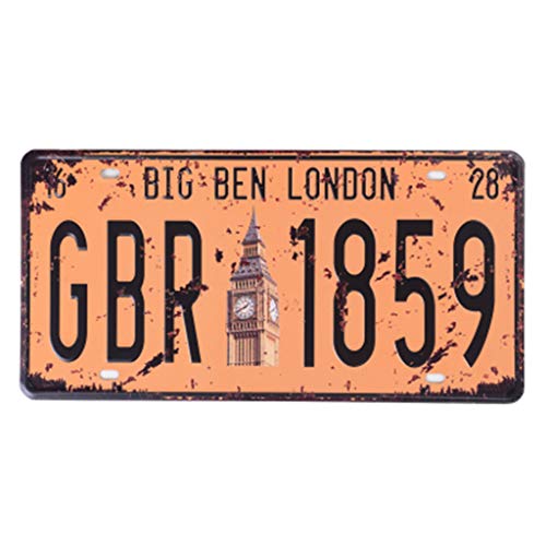 Eureya Retroschild aus Metall für Zuhause, Café, Bar, Wanddekoration, Auto, Fahrzeug-Kennzeichen, Big Ben London Gbr 1859, 6"x12" von Eureya