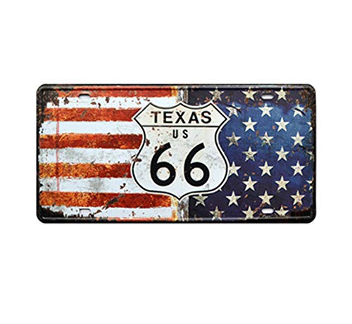 Eureya Texas US 66 Nummernschild Blechschild Vintage Metallschild Poster Bar Pub Home Wall Decor 15,2 x 30,5 cm von Eureya