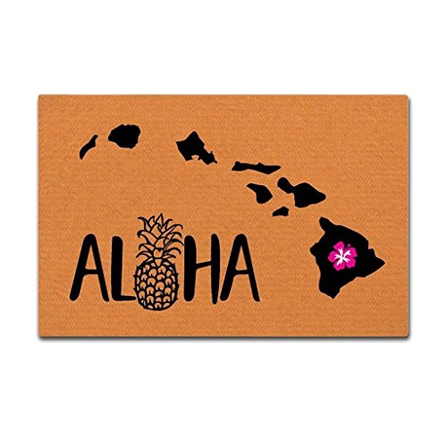 eureya Custom Fußmatte Aloha rutschfeste Fußmatte Welcome Boden Fußmatte 45 x 75 cm innen außen von Eureya