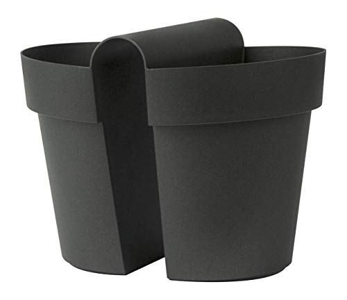 Euro 3 Plast Be-Up Blumentopf mit Reserve 25-3032 cm, Kunststoff, Anthrazit von Euro3plast