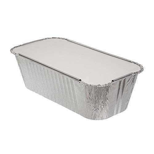 10 Stück rechteckige tiefe Aluminiumbehälter mit Deckel ~ Folienschalen mit Deckel ~ gut zum Backen, Kochen, Aufbewahren und Einfrieren ~ 12,5 cm x 24,5 cm von Euro Classic