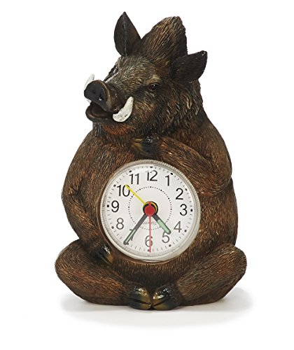 Euro Souvenirs Poly Boar Wild Wecker, 9 x 5 x 14 cm, mechanisch und mit Schnur, Mehrfarbig, einzigartig von Euro Souvenirs