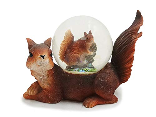 Euro Souvenirs Eichhörnchen Schneekugel Tier Tiere Schneekugeln Eichkater, Größe: ca. 9 x 4,5 x 6,5 cm, Braun, Land Rustikal, Glas oder Kunststoff von Euro Souvenirs