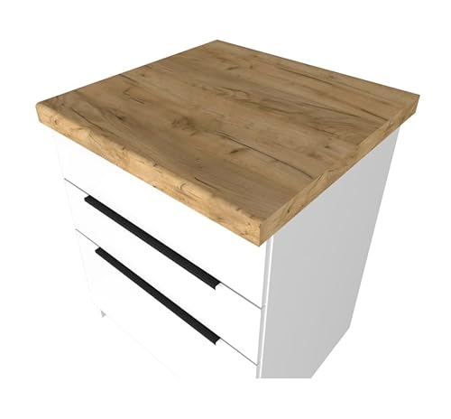 Euro Style Arbeitsplatte nach Maß Arbeitsplatte maßgefertigt Spanplatte mit ABS-Kante Tischplatte Starke 3,8cm Küchenplatte Weiß/Schwarz/Marmorn/Hölzern 30-180cmm (holzdekor, 70 cm) von Euro Style