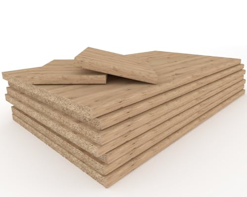 Euro Style Spanplatte nach Maß, maßgefertigt Arbeitstischplatte, Einlegeboden Regalboden Holzboden, Wunschmaß, 18mm, 7 Farben (Eiche Artisan, 110x50) von Euro Style
