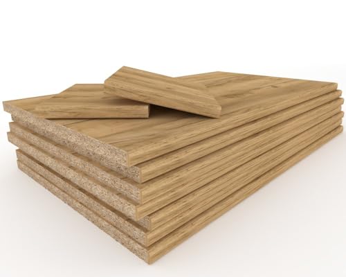 Euro Style Spanplatte nach Maß, maßgefertigt Arbeitstischplatte, Einlegeboden Regalboden Holzboden, Wunschmaß, 18mm, 7 Farben (Eiche Craft, 60x60) von Euro Style