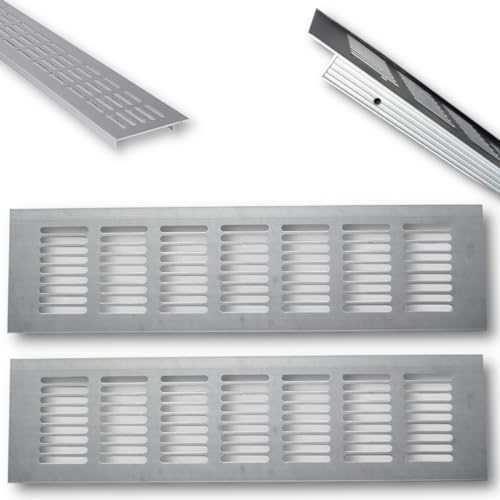 Euro Tische 2x Aluminium Lüftungsgitter für Eine Ideale Belüftung, Belüftungsgitter für Küche, Bad, Toilette, Garage und Wohnzimmer, Abluftgitter 40 x 8 x 1.2cm von Euro Tische