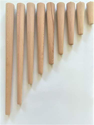 4er Set Holz Tischbeine aus massivem Naturholz - perfekt geeignet für Esstisch, Couchtisch, Schreibtisch & mehr - Verschiedene Größen (Buche Natur, 25 cm) von Euro Tische