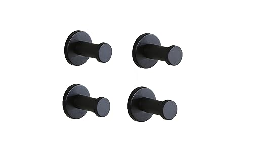 Euro Tische 4 x Towel Hooks, Stainless Steel, Rustproof Wall Hooks for Indoor and Outdoor Use, Coat Hooks and Towel Holder Hooks for Bathroom, Toilet and Kitchen, Schwarz (5 cm) von Euro Tische